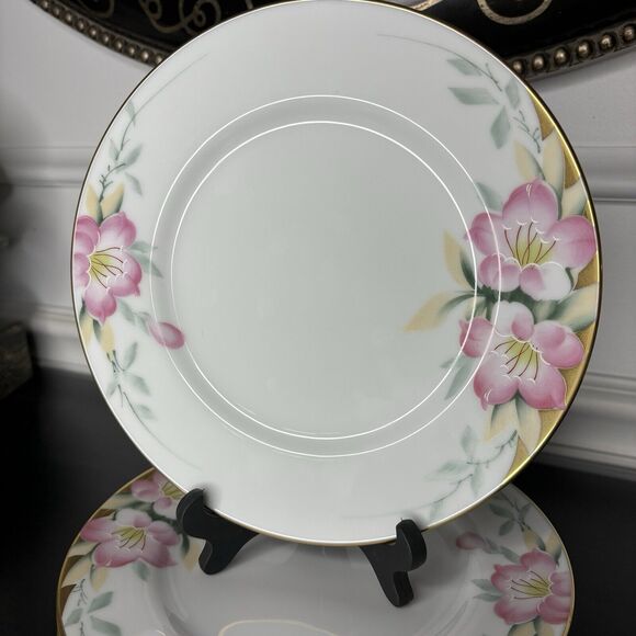 VTG Noritake China Azalea 8 1/4" Luncheon Salad Plates 6 Hand Painted Sri Lanka - Picture 2 of 5